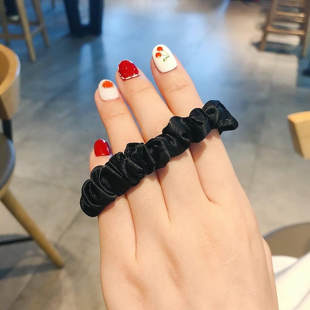 12Pcs Satin Hair Scrunchies, Black Scrunchies Hair Ties Elastic Hair Bands Ponytail Holder Hair Accessories Teen Girl Gifts Trendy Stuff