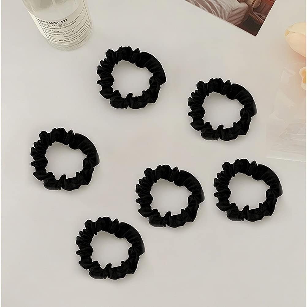 12Pcs Satin Hair Scrunchies, Black Scrunchies Hair Ties Elastic Hair Bands Ponytail Holder Hair Accessories Teen Girl Gifts Trendy Stuff