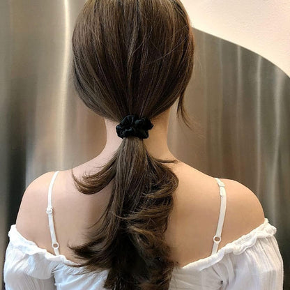 12Pcs Satin Hair Scrunchies, Black Scrunchies Hair Ties Elastic Hair Bands Ponytail Holder Hair Accessories Teen Girl Gifts Trendy Stuff