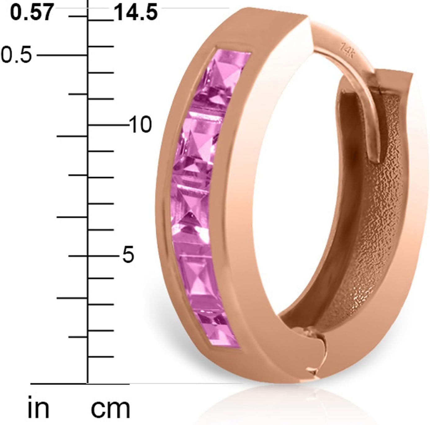 1.3 CTW 14K Solid Rose Gold Hoop Huggie Earrings Pink Sapphire