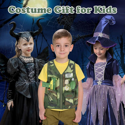 13 Pcs Army Costume for Boys 6-8 3-5, Kids Army Toys Costume Vest, Military Toys for Kids, Soldier Role Play Toddler Dress up Clothes with Toy Gun Set and Accessories,Halloween Costumes for Kid