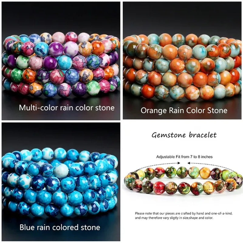 Hot Sale 6-8mm Unisex Natural Stone Bracelet Malachite/Tiger Eye/amethyst/agate/gemstone Bracelet Round Bead Elastic Bracelet Handmade Chakra Treatment Stone Jewelry Ladies Mens Girls