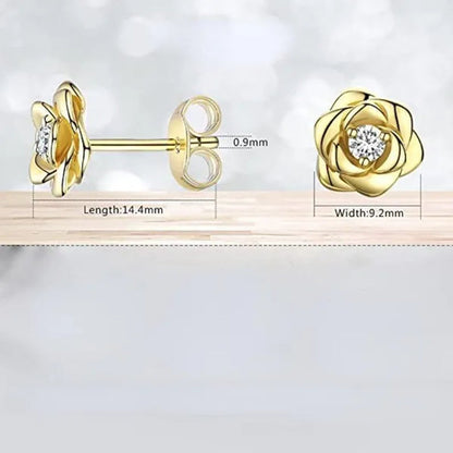 Exquisite Cute Rose Flower Stud Earrings for Women Daily Casual Party Jewelry Gift