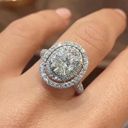 Delicate Bridal Engagement Rings Oval White Sapphire Cubic Zirconia Rings for Women Wedding Jewelry Gift