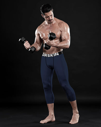 3, 2 or 1 Pack Men’S 3/4 Compression Pants Tights Leggings Shorts Sports Athletic Baselayer Running Workout Active