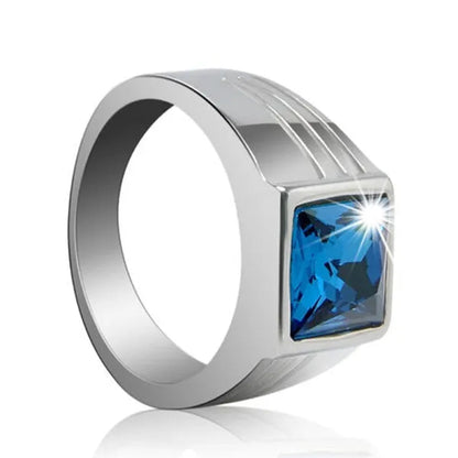 New Jewellery 925 Silver Filled Blue Sapphire Men Ring Set Gift Size 7/8/9/10/11/12/13/14