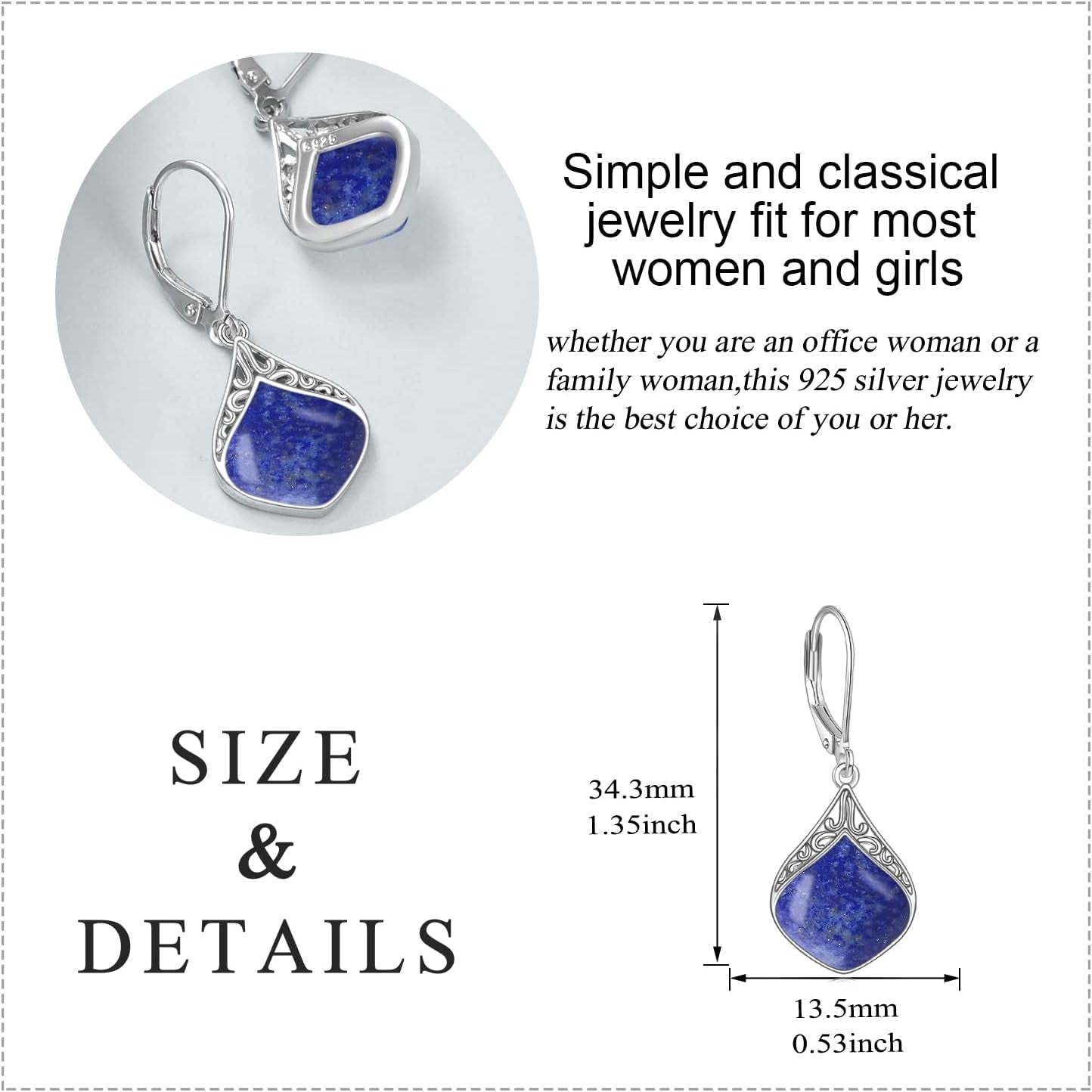 Teardrop Earrings Sterling Silver Filigree Irish Celtic Teardrop Drop Earrings Jewelry Gifts for Women Girls