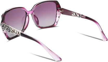 Polarized Women Square Sunglasses Sparkling Composite Shiny Frame B2289