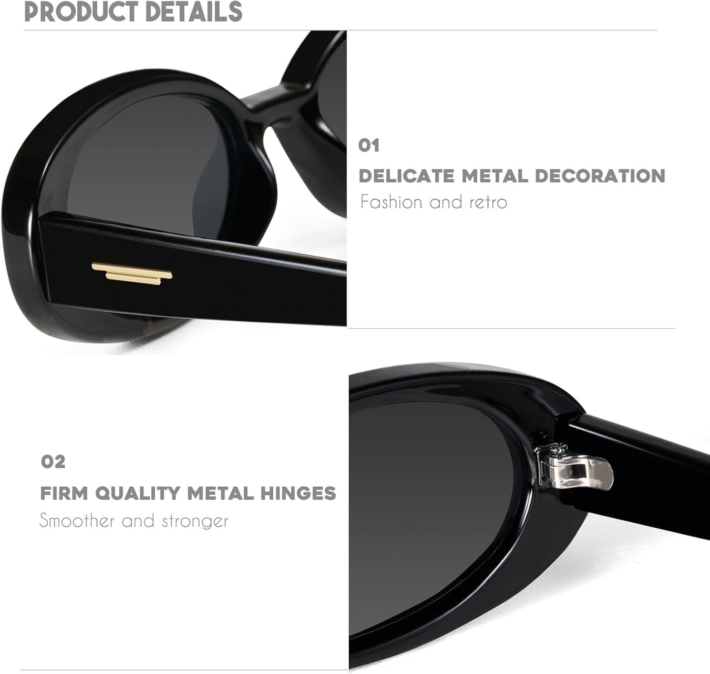 Retro Tiny Oval Sunglasses for Women with Small Face Narrow Style MS52360