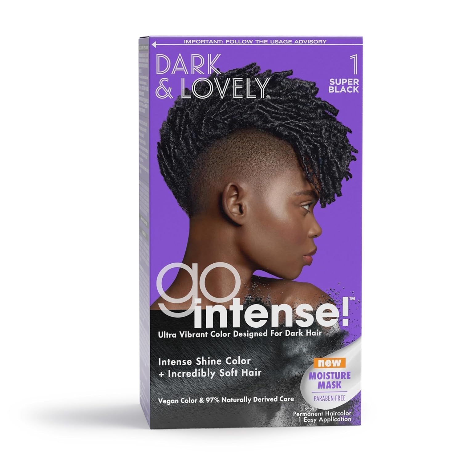 Dark and Lovely Ultra Vibrant Permanent Hair Color Go Intense Hair Dye for Dark Hair with Olive Oil for Shine and Softness, Super Black - WORLD TIME VISITS