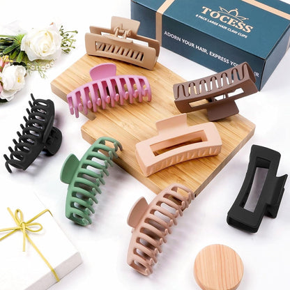 8 Pack Big Hair Claw Clips for Women Large Claw Clip for Thin Thick Curly Hair 90'S Strong Hold 4.33 Inch Nonslip Matte Jumbo Hair Clips (8 Pcs)