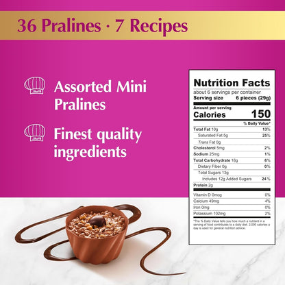 Mini Pralines, Assorted Chocolate Pralines with Premium Filling, Easter Chocolate Candy, 6.2 Oz Gift Box