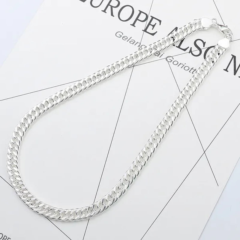 Solid 925 Sterling Silver Men's 10mm Noble Luxury Charm Fashion Chain Necklace