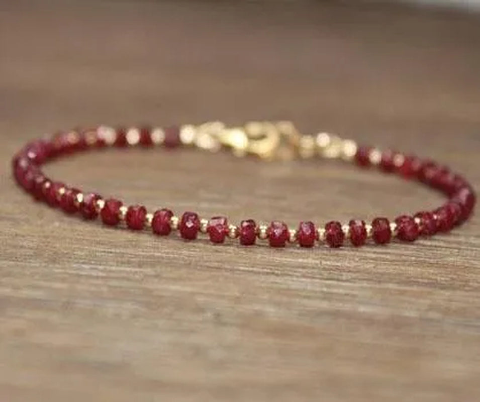 Ruby Bracelet Gold Filled Rose Gold or Sterling Silver Beads Bracelet