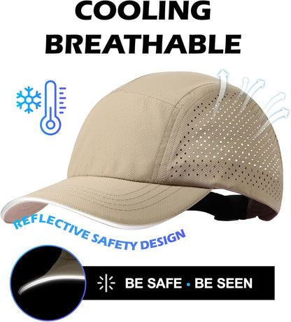 Cooling Breathable Mesh Sports Cap Lightweight Quick Dry Run Hat with Reflective Trim for Men Women Outdoor UPF 50+ Sun Hats