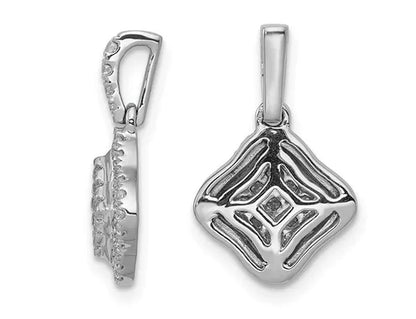 1/4 Carat (ctw) Diamond Cluster Pendant Necklace in 10K White Gold with Chain - WORLD TIME VISITS