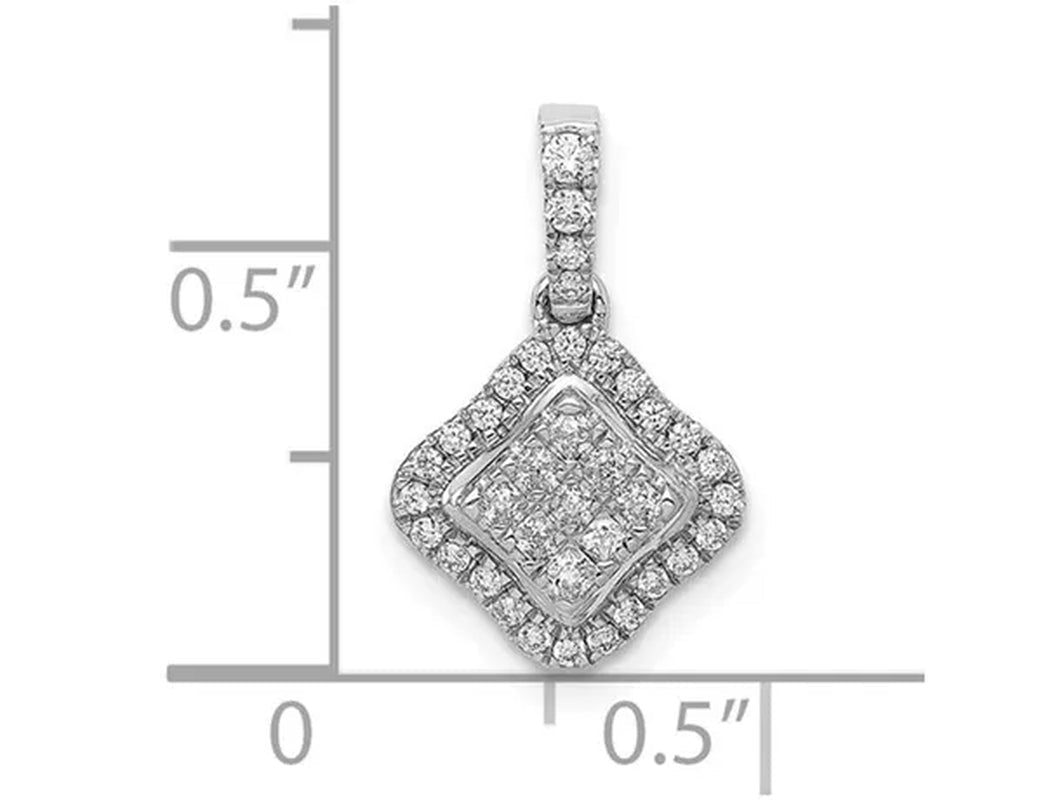 1/4 Carat (ctw) Diamond Cluster Pendant Necklace in 10K White Gold with Chain