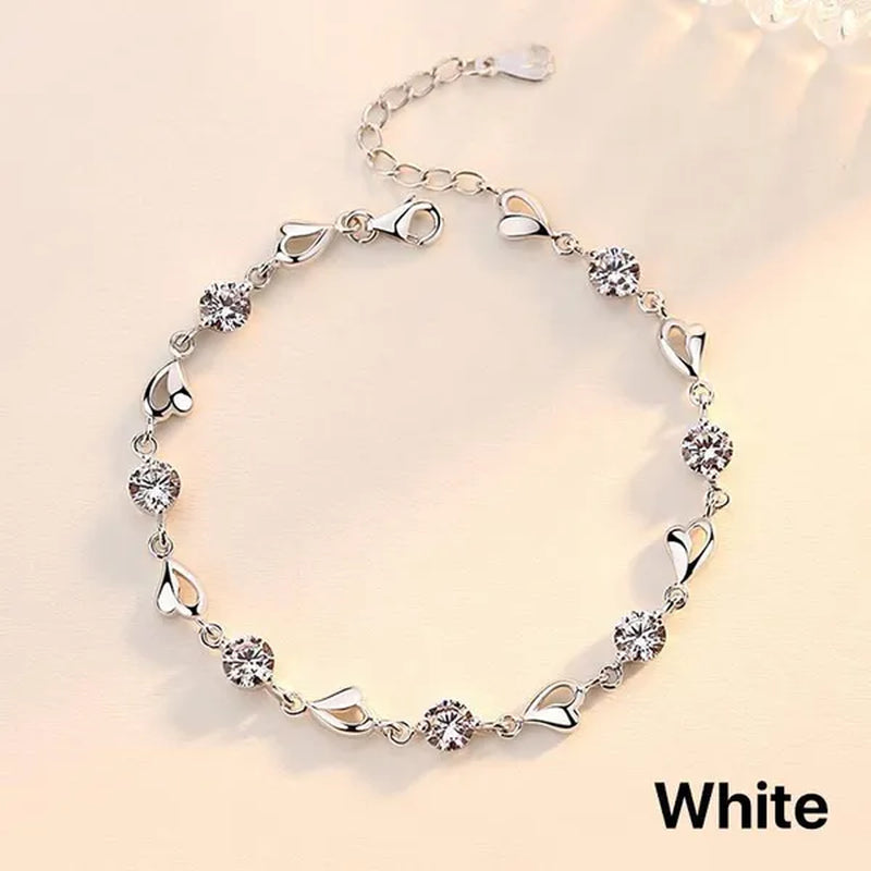 Crystal Bracelets 925 Sterling Silver Fashion Love Heart Zircon Bracelets for Women