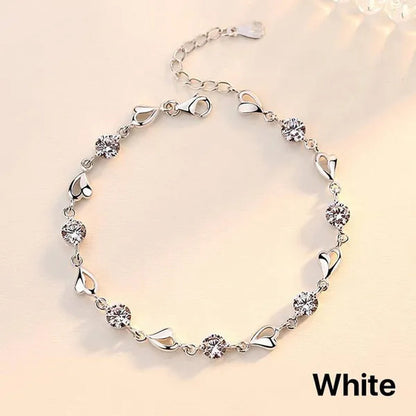 Crystal Bracelets 925 Sterling Silver Fashion Love Heart Zircon Bracelets for Women