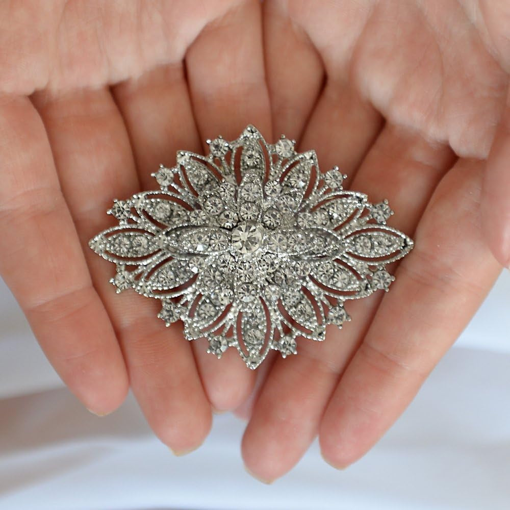 Vintage Wedding Jewelry Crystal Bridal Brooch Pin for Brides, Bridesmaids, Mother of the Bride - WORLD TIME VISITS