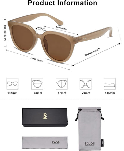 Trendy Cat Eye round Polarized Sunglasses for Women Fashion UV Protection Sunnies Sunglasses SJ2175