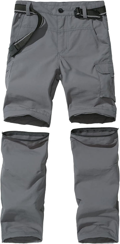 Boy’S Scout Pants Convertible Hiking Quick Dry Zip off Pants Outdoor Climbing Casual Trouser Kids Youth Cargo Pants