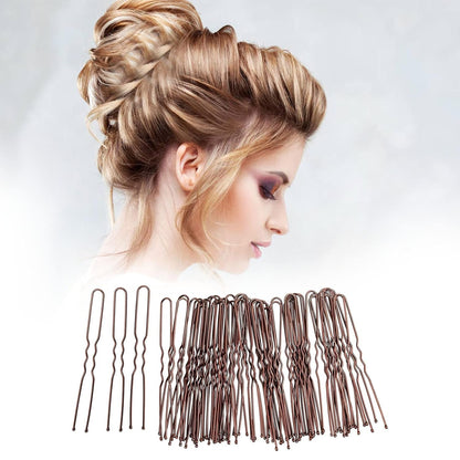300 Hair Bun Bobby Pins U Shaped Pin Hair Grips to Clip Ballet Hair Net for Women 7 CM/2.8 Inch Brown