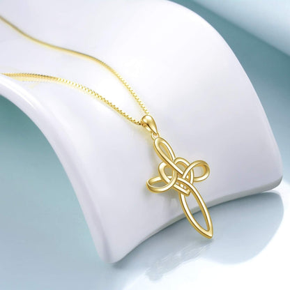 Celtic Knot Cross Necklace Sterling Silver Infinity Love Heart Pendant Necklace