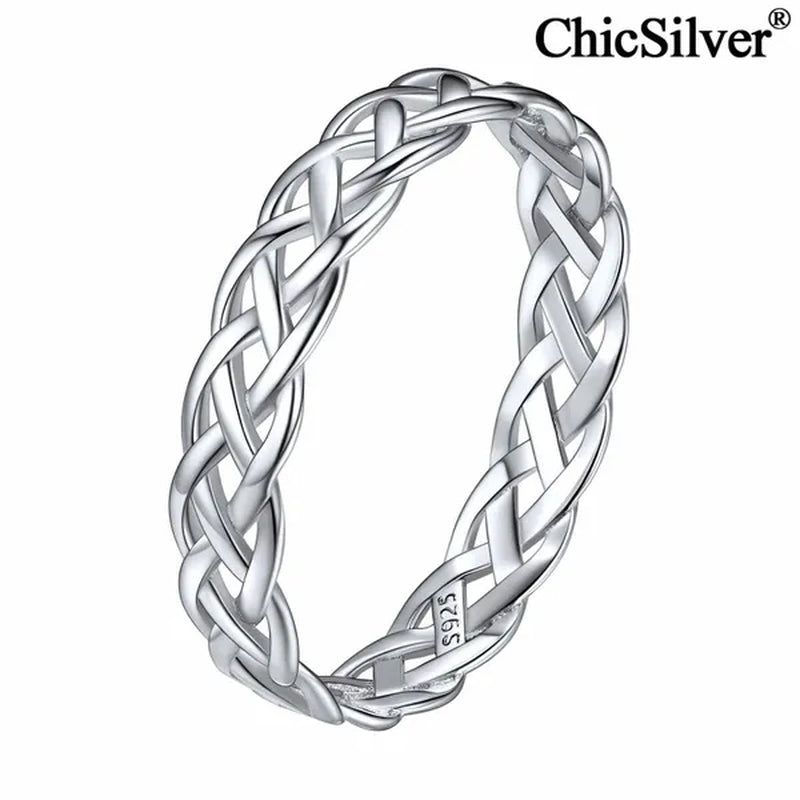 Chicsilver 925 Sterling Silver Ring for Women Men 4Mm Celtic Knot Wedding Band Eternity Ring Size 4 to 12 - WORLD TIME VISITS