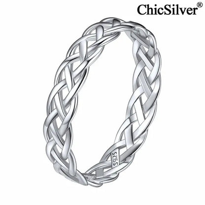 Chicsilver 925 Sterling Silver Ring for Women Men 4Mm Celtic Knot Wedding Band Eternity Ring Size 4 to 12 - WORLD TIME VISITS