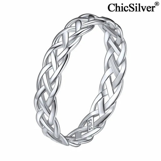 Chicsilver 925 Sterling Silver Ring for Women Men 4Mm Celtic Knot Wedding Band Eternity Ring Size 4 to 12 - WORLD TIME VISITS