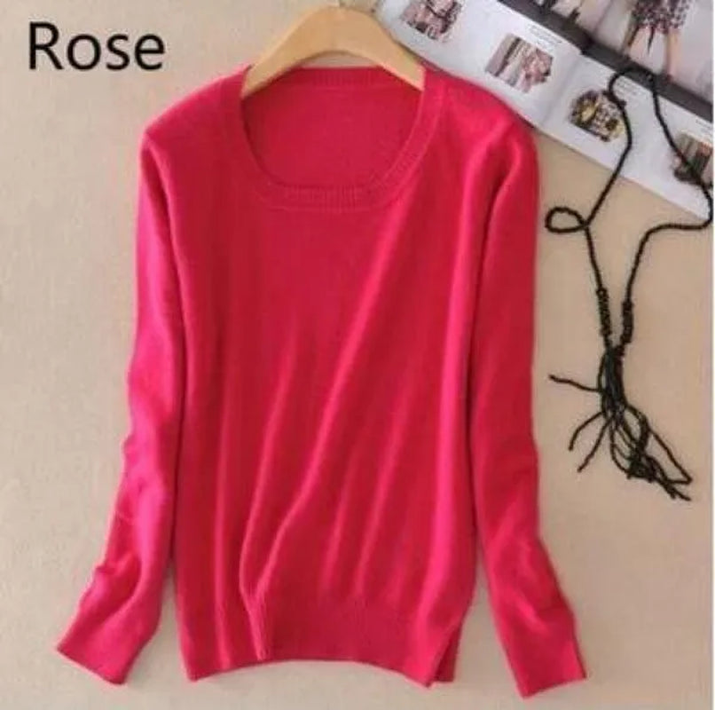 18 Colors Wool Pure Cashmere Sweater Women Soft Pullovers O-Neck Pull Femme Long Sleeve Sweaters Pullovers