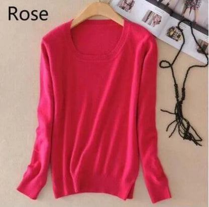 18 Colors Wool Pure Cashmere Sweater Women Soft Pullovers O-Neck Pull Femme Long Sleeve Sweaters Pullovers