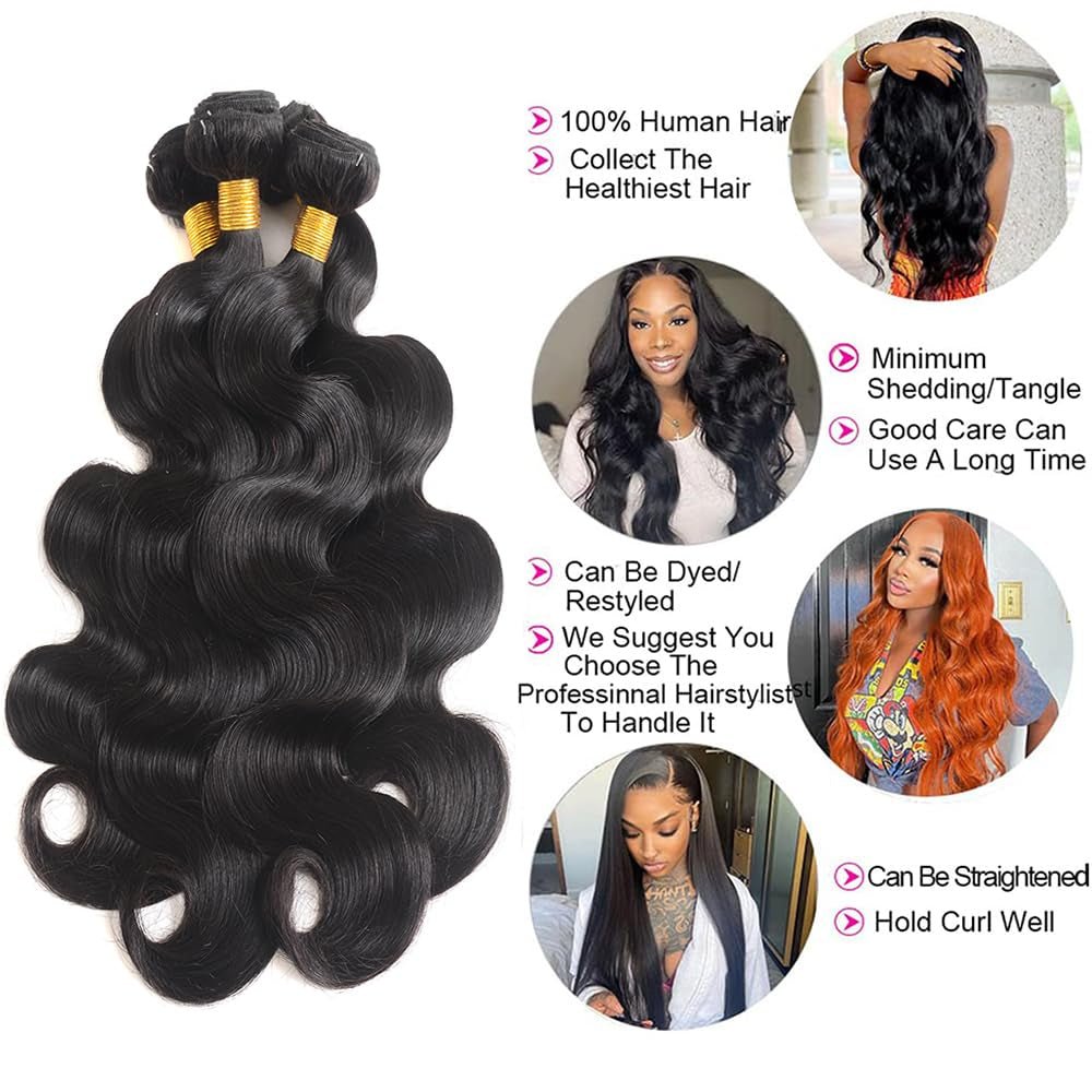 14A Human Hair Bundles 14 16 18 20 Inch 4 Bundles Human Hair 100% Unprocessed Brazilian Virgin Hair Bundles Deals Quick Weaves Hair Extensions - WORLD TIME VISITS