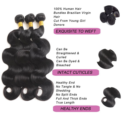 14A Human Hair Bundles 14 16 18 20 Inch 4 Bundles Human Hair 100% Unprocessed Brazilian Virgin Hair Bundles Deals Quick Weaves Hair Extensions
