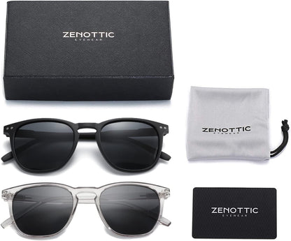 Polarized Sunglasses for Women Men: Retro Shades round | Square Frame UV Protection 2 Pack