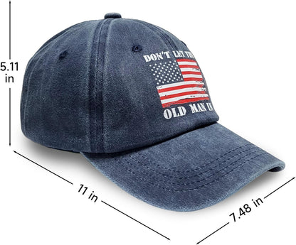 Vintage Baseball Cap Dad Hat,Old Man in Hat for Men Women,American Flag Washed Cotton Sun Hats. (Cotton, Khaki) - WORLD TIME VISITS