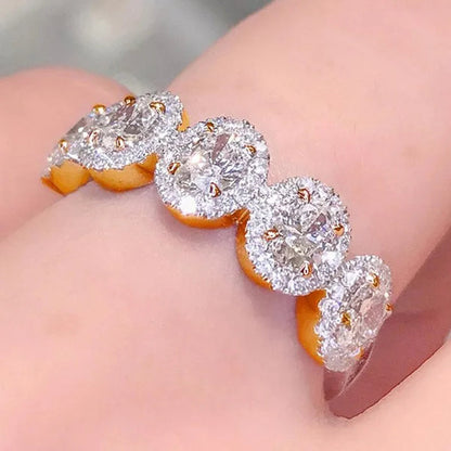 Trendy 925 Sterling Silver 5 Stone White Sapphire Diamond Rings for Women Bridal Romantic Proposal Ring Jewelry