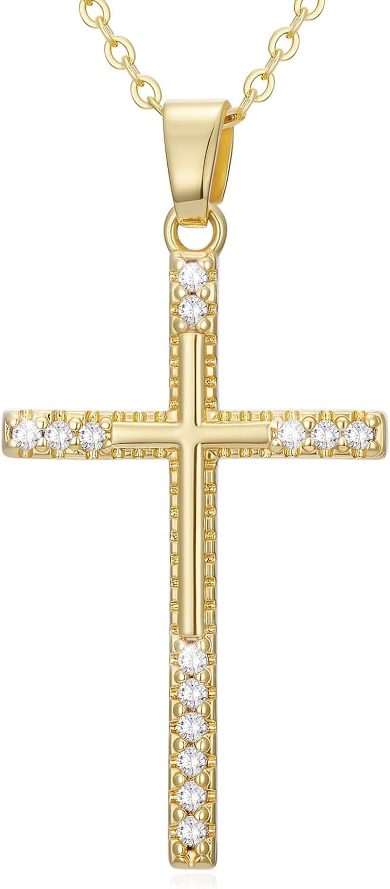 14K Gold Cross Necklace for Women Elegent Gold Cross Pendant Necklace Religious Jewelry Gift - WORLD TIME VISITS