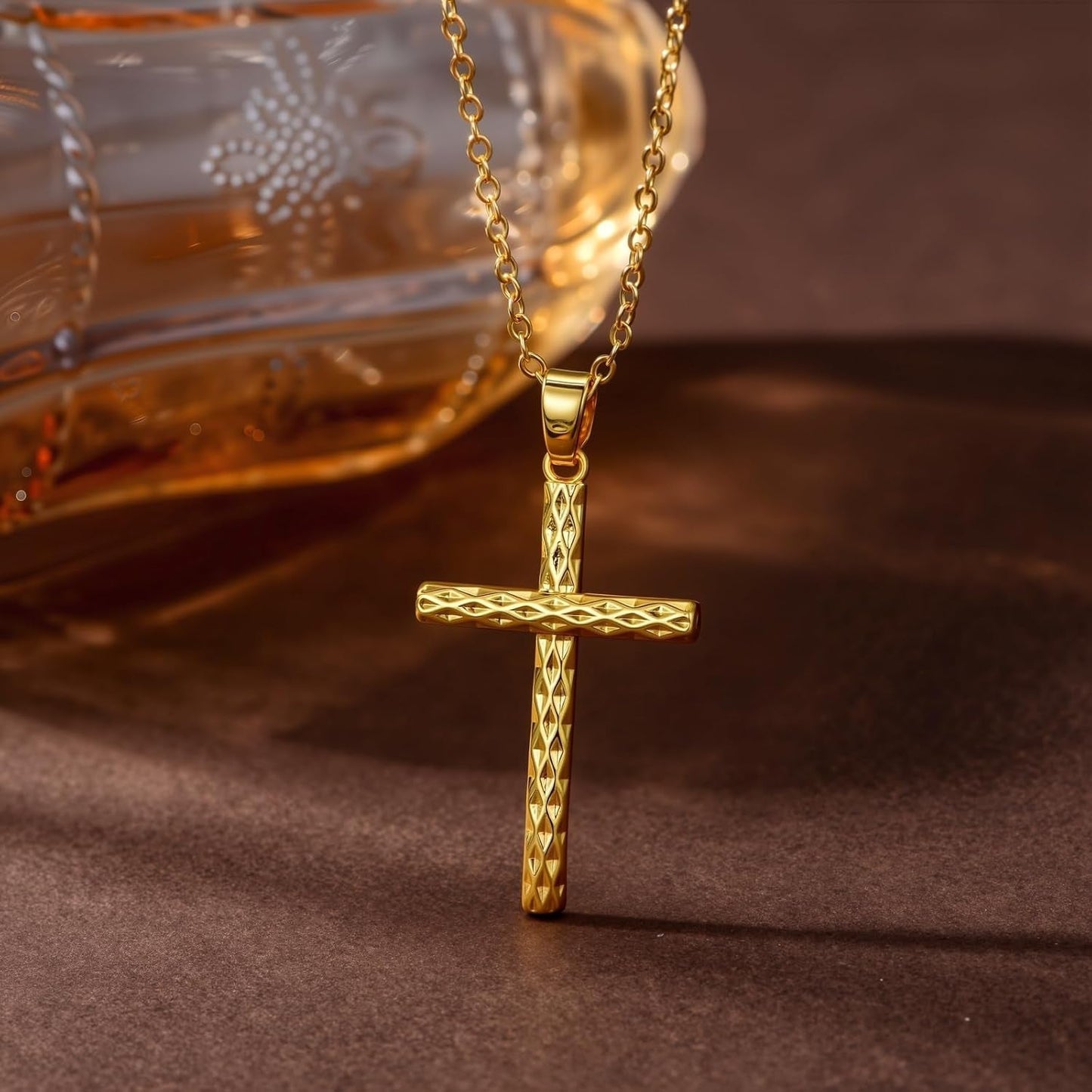 14K Gold Cross Necklace for Women Elegent Gold Cross Pendant Necklace Religious Jewelry Gift