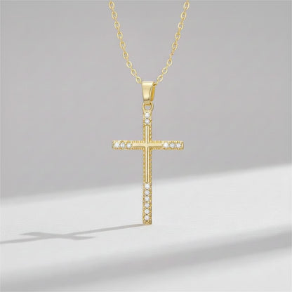 14K Gold Cross Necklace for Women Elegent Gold Cross Pendant Necklace Religious Jewelry Gift