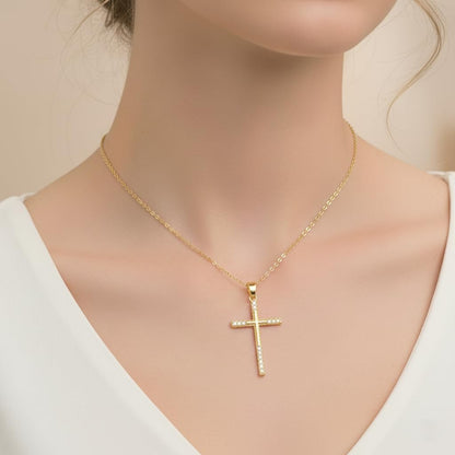 14K Gold Cross Necklace for Women Elegent Gold Cross Pendant Necklace Religious Jewelry Gift