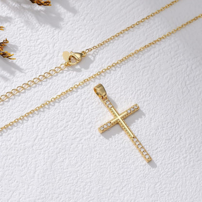 14K Gold Cross Necklace for Women Elegent Gold Cross Pendant Necklace Religious Jewelry Gift