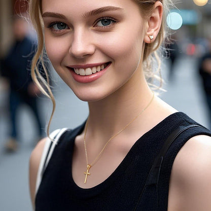 14K Gold Cross Necklace for Women Small Cross Necklace for Women 14K Gold Necklaces for Womens Trendy Modern Minimalist Inspiration Golden Jewelry for Womens Crosses Pendant (A-Cross)
