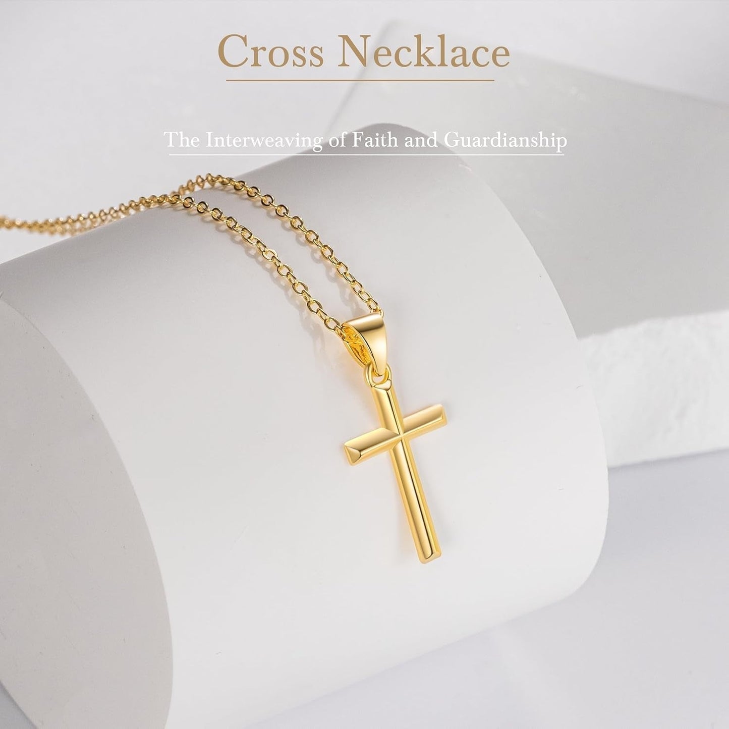 14K Gold Cross Necklace for Women Small Cross Necklace for Women 14K Gold Necklaces for Womens Trendy Modern Minimalist Inspiration Golden Jewelry for Womens Crosses Pendant (A - Cross) - WORLD TIME VISITS