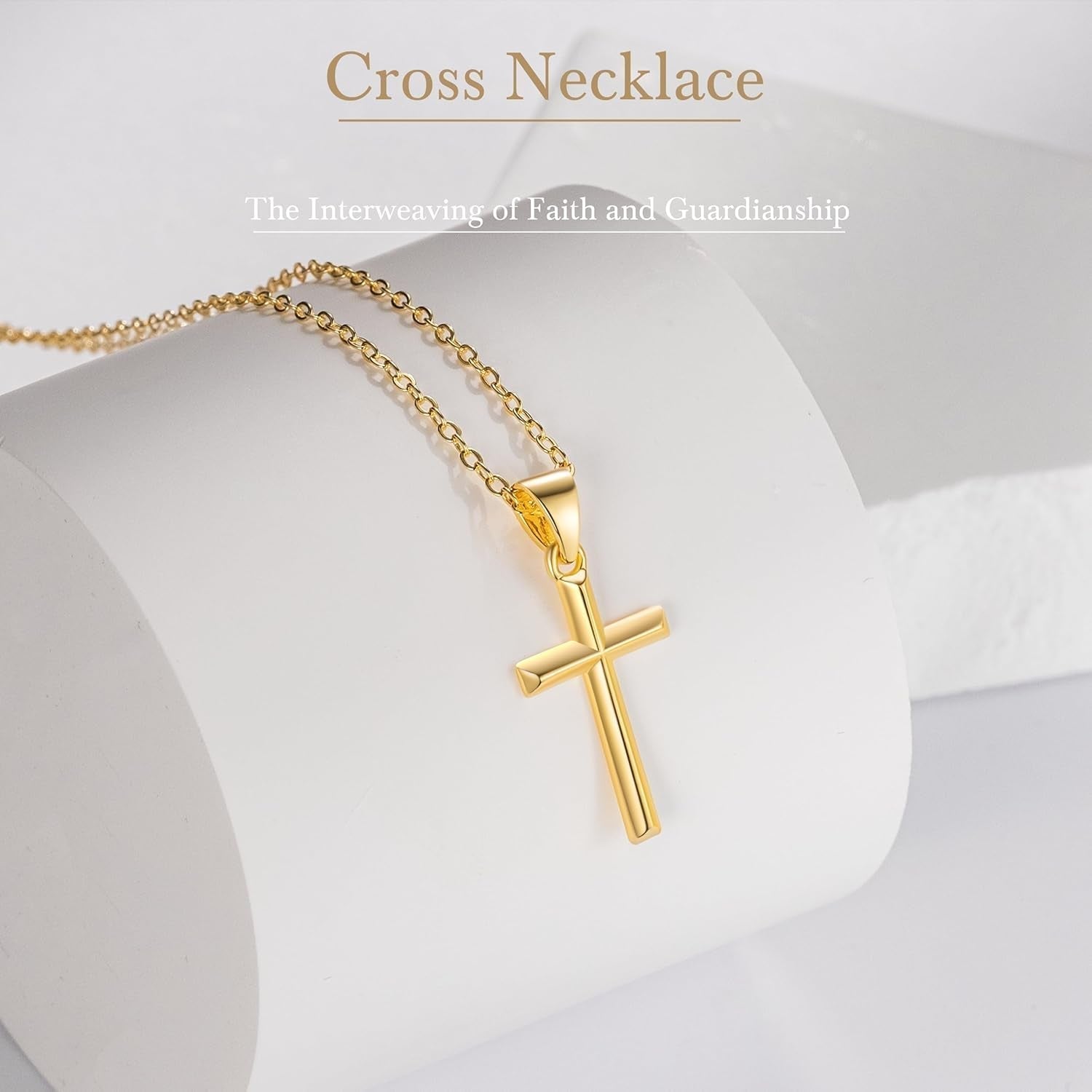 14K Gold Cross Necklace for Women Small Cross Necklace for Women 14K Gold Necklaces for Womens Trendy Modern Minimalist Inspiration Golden Jewelry for Womens Crosses Pendant (A - Cross) - WORLD TIME VISITS