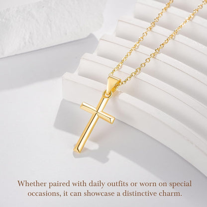 14K Gold Cross Necklace for Women Small Cross Necklace for Women 14K Gold Necklaces for Womens Trendy Modern Minimalist Inspiration Golden Jewelry for Womens Crosses Pendant (A-Cross)