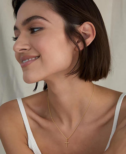 14K Gold Cross Necklaces for Women Gold Cross Chain Minimalist Pendant Small Necklace for Women Jewelry