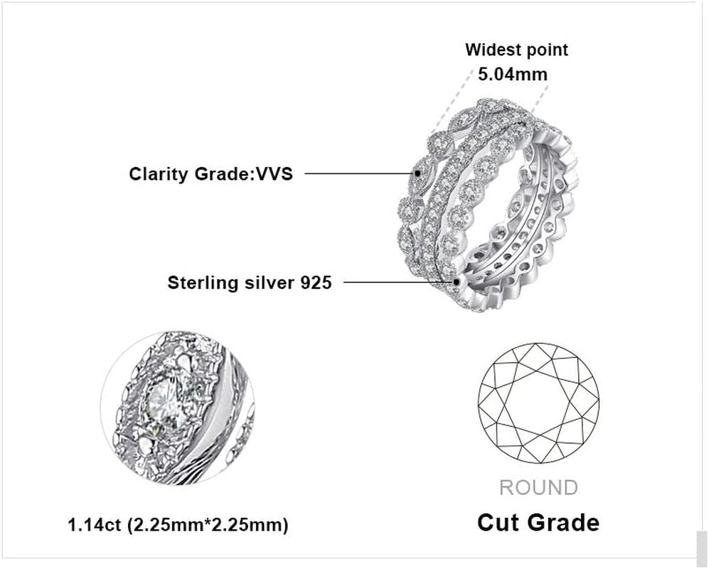 14K Gold Plated 925 Sterling Silver Rings for Women, Cubic Zirconia Promise Rings for Her, Stackable Wedding Bands Rings for Women Set Size 4 - 12 - WORLD TIME VISITS