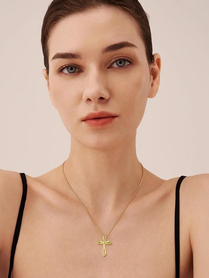 14K Gold Plated Cross Necklace for Women Cross Pendant Necklace Faith Jewelry Gifts for Wife Her